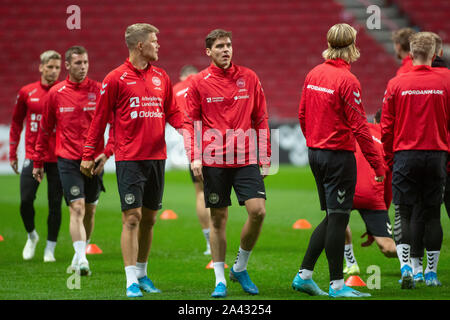 Copenhagen, Denmark. 11th Oct, 2019. Robert Skov of the Danish national football team seen during an open training before the EURO 2020 qualification match against Switzerland in Telia Parken. (Photo Credit: Gonzales Photo/Alamy Live News Stock Photo