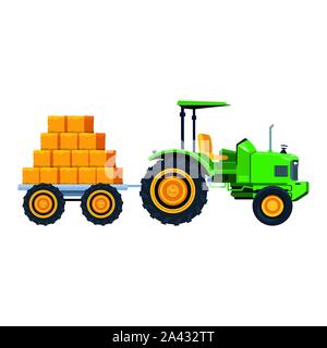 farm truck with hay bales load Stock Vector