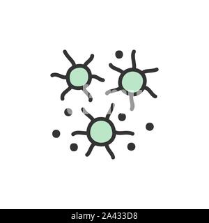 Vector microbes, bacteria, viruses flat color line icon. Stock Vector