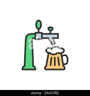 Vector beer tap flat color line icon. Stock Vector