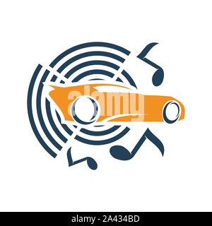 Audio Car System Music Note Logo Template Isolated Icon Symbol Stock Vector