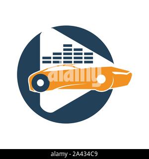 Audio Car System Player Volume Logo Template Isolated Icon Stock Vector