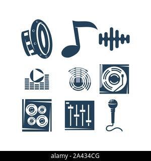 Audio System Logo Template Set Icon Symbol Vector Stock Vector
