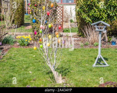 Easter tree with eggs in the garden Stock Photo