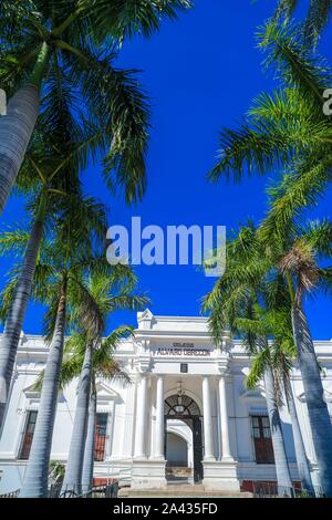 facade of Colegio Alvaro Obregon and Monument in Navojoa, Sonora ...