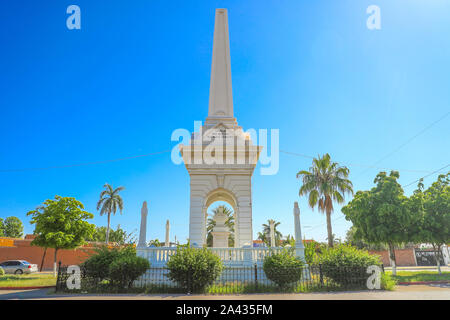 facade of Colegio Alvaro Obregon and Monument in Navojoa, Sonora ...