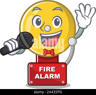 Singing fire alarm with the character shape Stock Vector