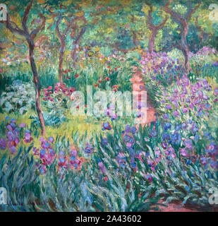 Painting entitled 'The Artist’s Garden in Giverny' by Claude Monet (1840-1926), oil on canvas, 1900 Stock Photo