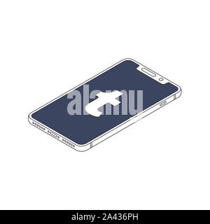 tumblr logo on iphone X display isometric outline vector illustration Stock Vector
