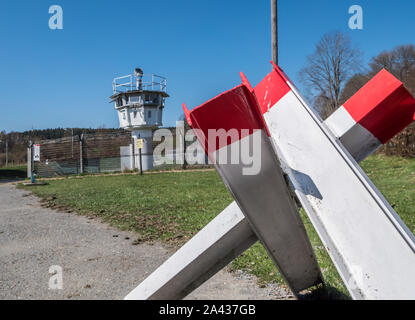 Roadblock at the former GDR border Stock Photo