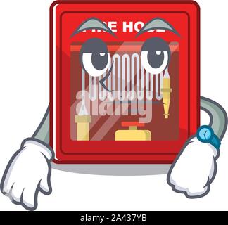 Waiting fire hose cabinet on the cartoon Stock Vector