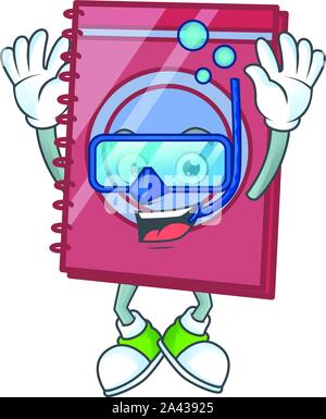Diving red closed book for education object. Stock Vector