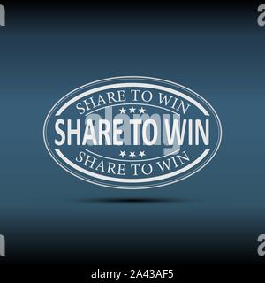 Share to Win logo, banner, tag. Vector illustration on a blue Background Stock Vector