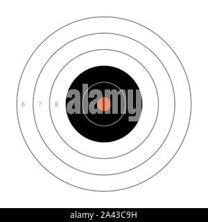 Circular shooting target with a marked bullseye for firing practice on ...