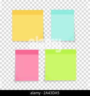 Colored empty paper note stickers set for office text or business messages. Vector Illustration Stock Vector