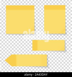 Colored empty paper note stickers set for office text or business messages. Vector Illustration Stock Vector