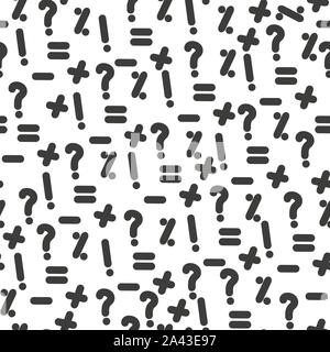 Vector seamless pattern with question marks. Monochrome hipster background. Black punctuation marks. eps10 Stock Vector
