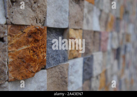 New Colored Wall Made From New Cutted Stone. Texture Pattern Structued Rough. Stock Photo