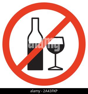 No alcohol sign on white background. Isolated vector illustration. Stock Vector