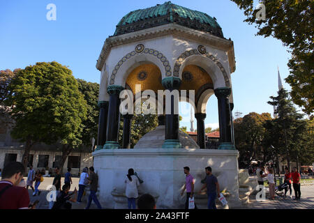 Istanbul, Fatih Sultan Ahmet / Turkey - September 14 2019: German Fountain. Stock Photo