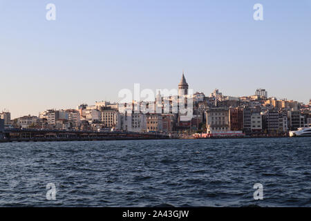 Istanbul, Fatih Eminonu / Turkey - September 14 2019: The beautiful old city in Kadikoy and Galata tower in the back. Stock Photo