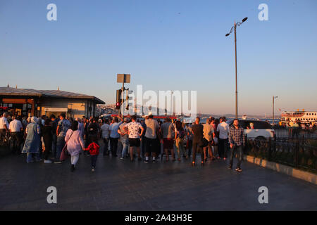 Istanbul, Fatih Eminonu / Turkey - September 14 2019: People waiting to crose the street in Eminonu in Istanbul. Stock Photo