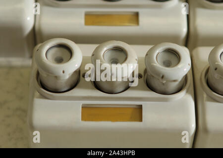 old fuse board in old dusty space Stock Photo