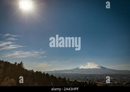 The hills near Gotemba, Japan with Mount Fuji in the background. Stock Photo