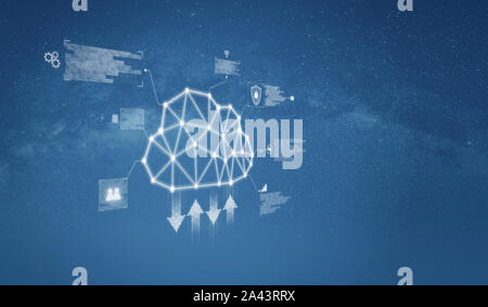 Cloud computing and Cloud data storage technology Stock Photo
