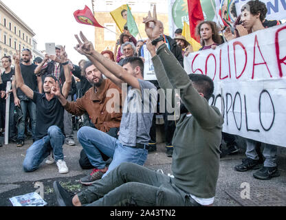 Rome, Italy. 11th Oct, 2019. Demonstration in Rome in solidarity with the Kurdish people after the attack by the Turkish government on the Syrian border. 'Take to the streets for Rojava' the title of the event. (Photo by Patrizia Cortellessa/Pacific Press) Credit: Pacific Press Agency/Alamy Live News Stock Photo