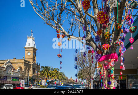 Australia, Southeast Queensland, Warwick Town Hall, Palmerin Street, Tree Jumper Exhibition during the Jumpers & Jazz in July Festival 2017 Stock Photo