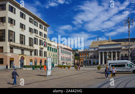 GENOA, ITALY - September 11, 2019: Piazza Raffaele De Ferrari square Stock Photo