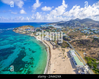 Aerial view of Corolita on french saint martin. The Caribbean island of French St.Martin Stock Photo