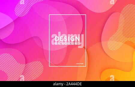 Fluid shape banner design background. Liquid geometric orange and pink gradient template. Stock Vector
