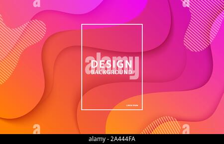 Fluid shape banner design background. Liquid geometric orange and pink gradient template. Stock Vector