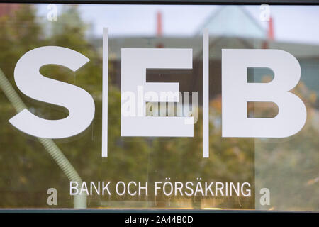 Gothenburg, Sweden. 7th Oct, 2019. Swedish financial group for corporate customers, institutions and private individuals with headquarters in Stockholm, Skandinaviska Enskilda Banken AB (SEB) logo seen in Lindholmen Science Park, Gothenburg. Credit: Karol Serewis/SOPA Images/ZUMA Wire/Alamy Live News Stock Photo