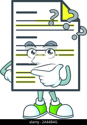 Thinking document template with cartoon character shape Stock Vector