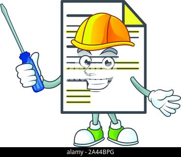 Automotive document cartoon mascot on white background Stock Vector