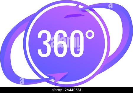 Badge 360 degrees icon. Cartoon of badge 360 degrees vector icon for web design isolated on white background Stock Vector