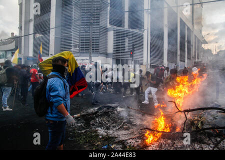 Quito, Ecuador. 11th Oct, 2019. Participants of a demonstration protest ...