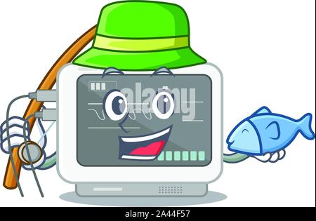 Fishing ecg machine isolated in the character Stock Vector