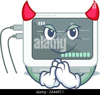 Devil ecg machine isolated in the character Stock Vector