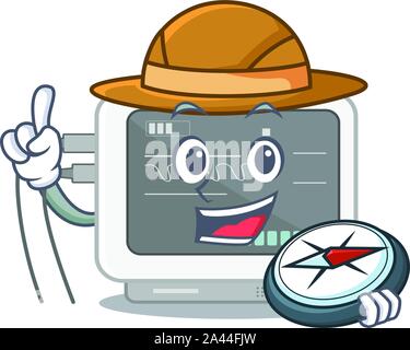 Explorer ecg machine isolated in the character Stock Vector