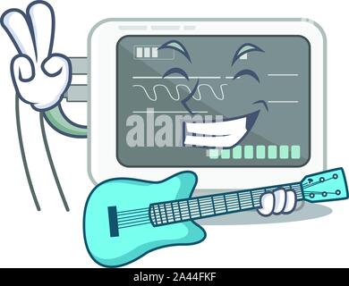 With guitar ecg machine isolated in the character Stock Vector