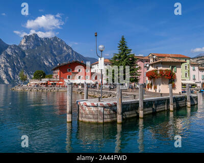 Lakeside promenade in Torbole, Lake Garda, Lago del Garda, Trentino, Italy, Europe Stock Photo