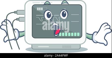 Surprised ecg machine isolated in the character Stock Vector