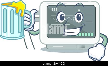 With juice ecg machine isolated in the character Stock Vector