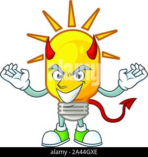 Devil lamp yellow with cartoon character shape. Stock Vector
