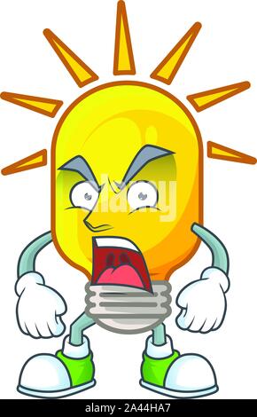 Angry lamp yellow with cartoon character shape. Stock Vector