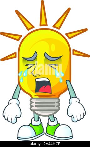 Crying lamp yellow with cartoon character shape. Stock Vector